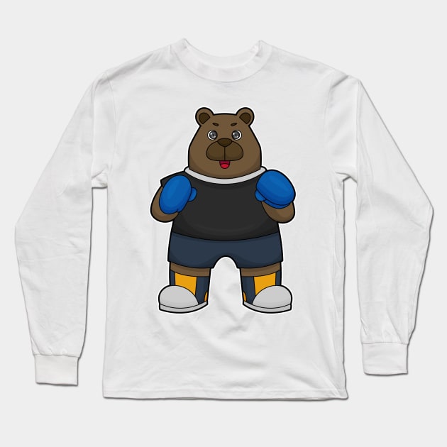 Bear as Boxer with Boxing gloves Long Sleeve T-Shirt by Markus Schnabel